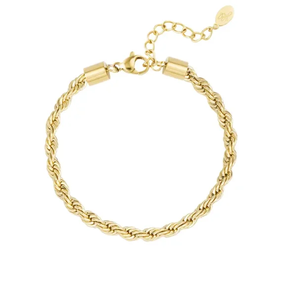 Unisex armband gedraaid grof goud kleur, stailess steel