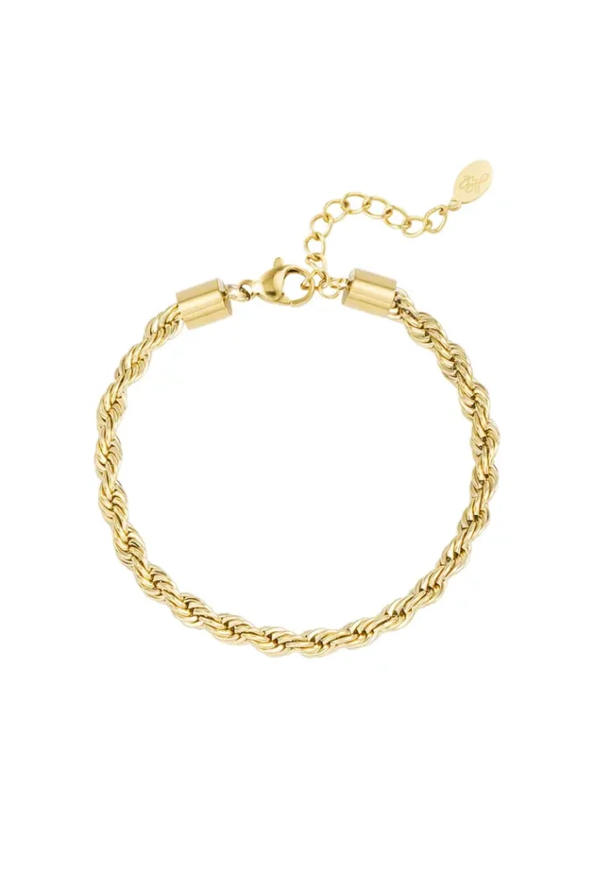 Unisex armband gedraaid grof goud kleur, stailess steel